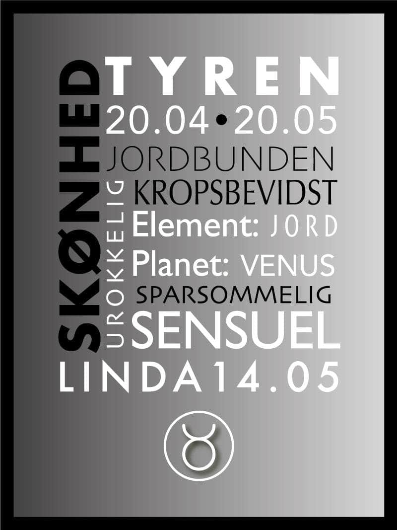 Tyren Stjernetegn Med Tekst Plakat