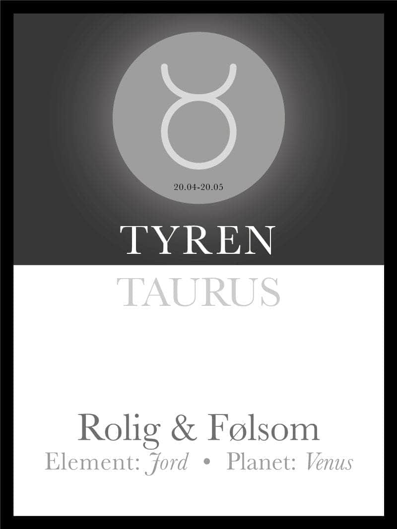 Tyren Stjernetegn Tekst Plakat