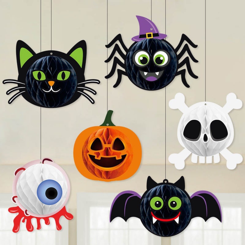 Hyggelig Halloween Honeycomb Dekoration    Forskellige Designs