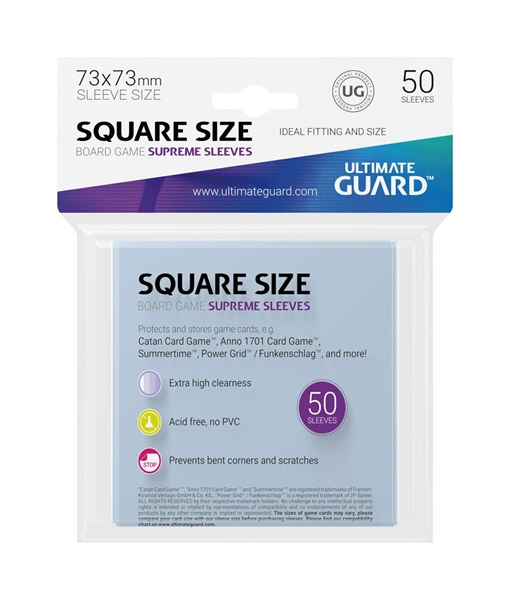 Ultimate Guard Supreme Sleeves  Br 195 166 Tspils Lommer  For Board Game Cards Square  50 Lommer  73x73mm