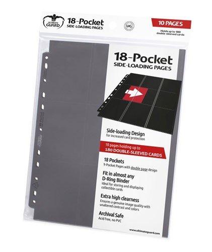 Ultimate Guard 18-pocket Pages  Mappelommer Til Ringbind 11 Huller  Side-loading Grey  Gr 195 165   10