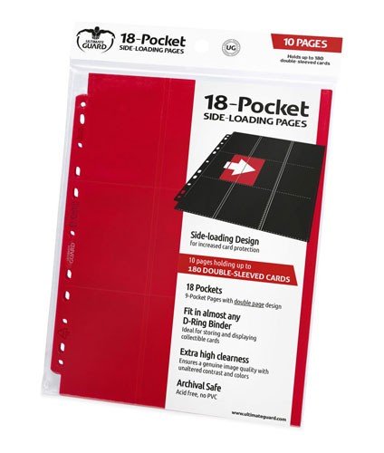 Ultimate Guard 18-pocket Pages  Mappelommer Til Ringbind 11 Huller  Side-loading Red    195 184     10