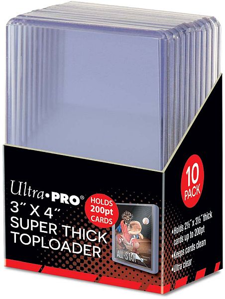 Ultra Pro Toploader: Super Thick  200pt  Box  10 Stk  Plastik Deck Protector Til Kort   Lommer Sleeves  15286