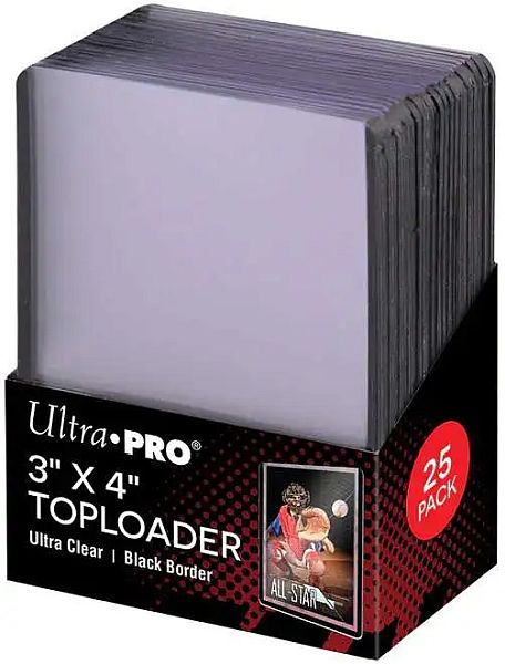 Ultra Pro Toploader: Ultra Clear  Black Border  Box  25 Stk  Plastik Deck Protector Til Kort   Lommer Sleeves  81158