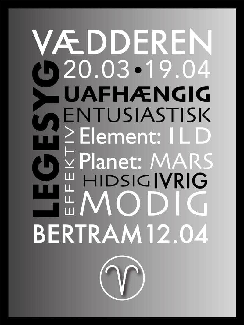 Vædderen Stjernetegn Med Tekst Plakat