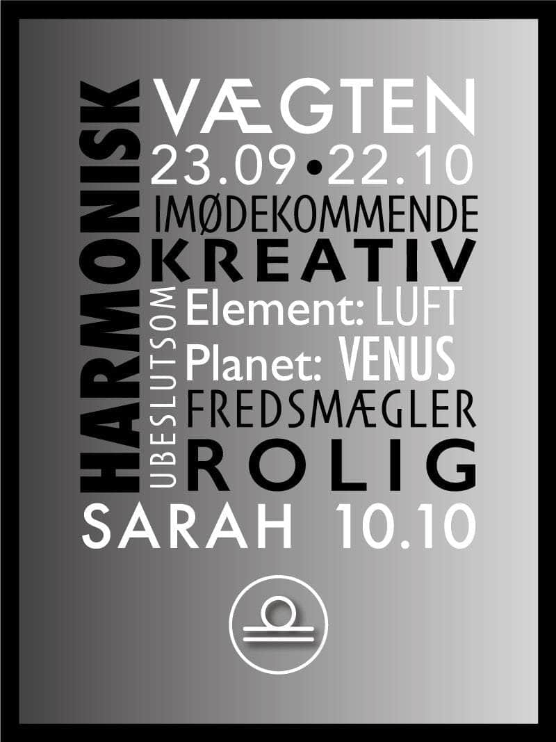 Vægten Stjernetegn Med Tekst Plakat