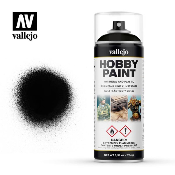 Vallejo Hobby Paint Primer Sprays: Black 400ml