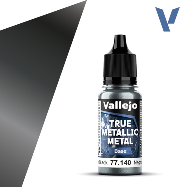 Vallejo Maling True Metallic Metal: Base Obsidian Black 18ml