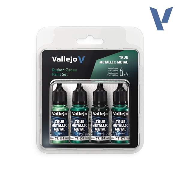 Vallejo Maling True Metallic Metal: Paint Set Dusken Green    Colors