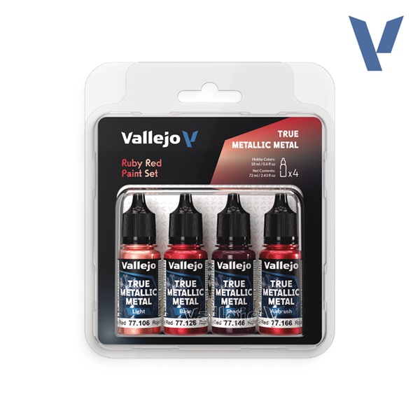 Vallejo Maling True Metallic Metal: Paint Set Ruby Red    Colors