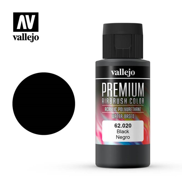 Vallejo Premium Airbrush Color: Black 60ml