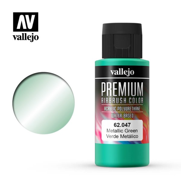 Vallejo Premium Airbrush Color: Metallic Green 60ml