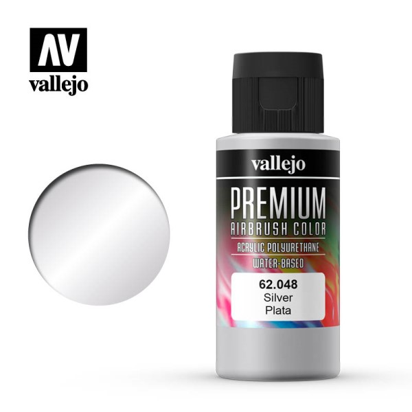Vallejo Premium Airbrush Color: Silver 60ml