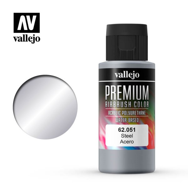 Vallejo Premium Airbrush Color: Steel 60ml