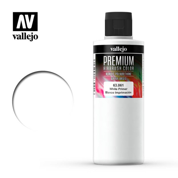 Vallejo Premium Airbrush Color: White Primer 200ml