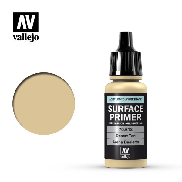 Vallejo Surface Primer  Acrylic-polyurethane : Desert Tan 17 Ml
