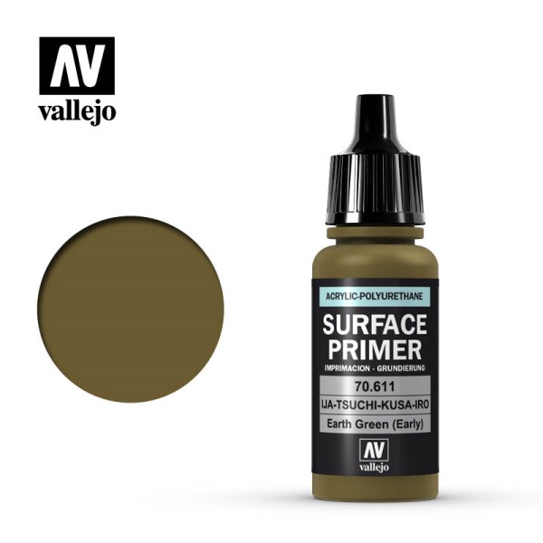 Vallejo Surface Primer  Acrylic-polyurethane : Earth Green  Early  17 Ml