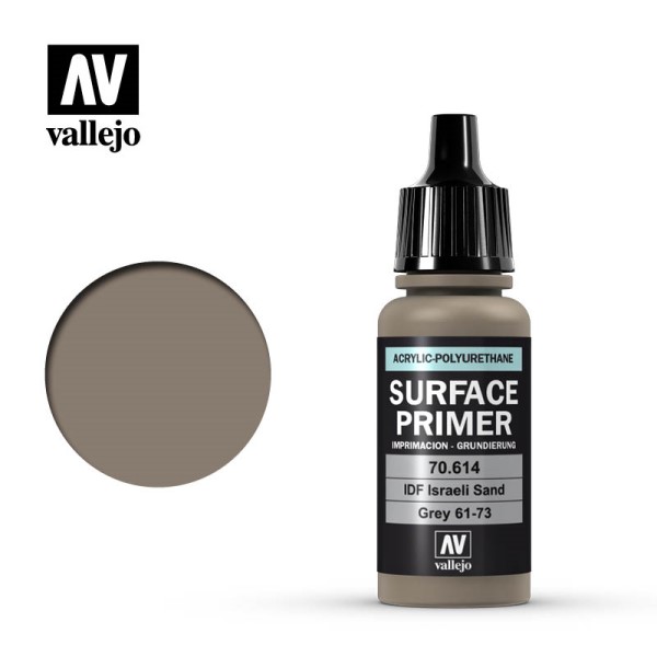 Vallejo Surface Primer  Acrylic-polyurethane : Idf Israeli Sand Grey 17 Ml
