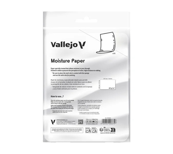 Vallejo Wet Palette Accesories: Moisture Paper  30 Sheets