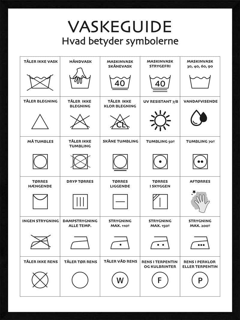 Vaskeguide Plakat Hvid