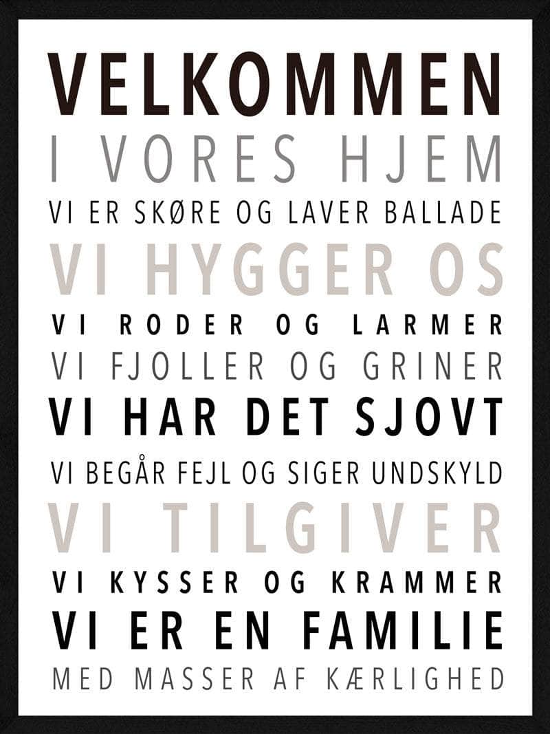 Velkommen Til Vores Hjem Plakat