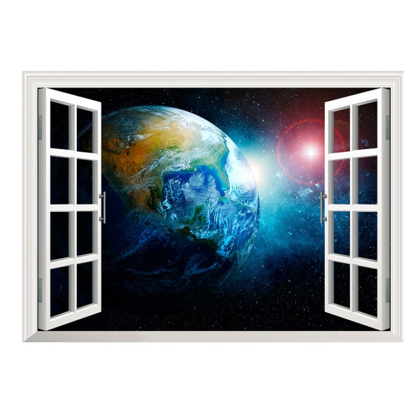 Vindue Til Universet  Wallsticker Med Fri Udsigt Til Jorden