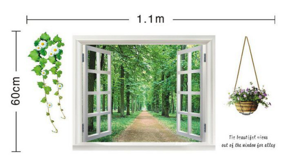 Vindue Wallsticker Med Skoven Som Nabo  110x60cm
