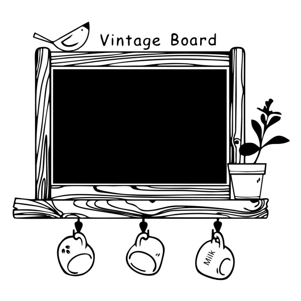 Vintage Board  Wallsticker Tavle Til Kridt  98x86cm