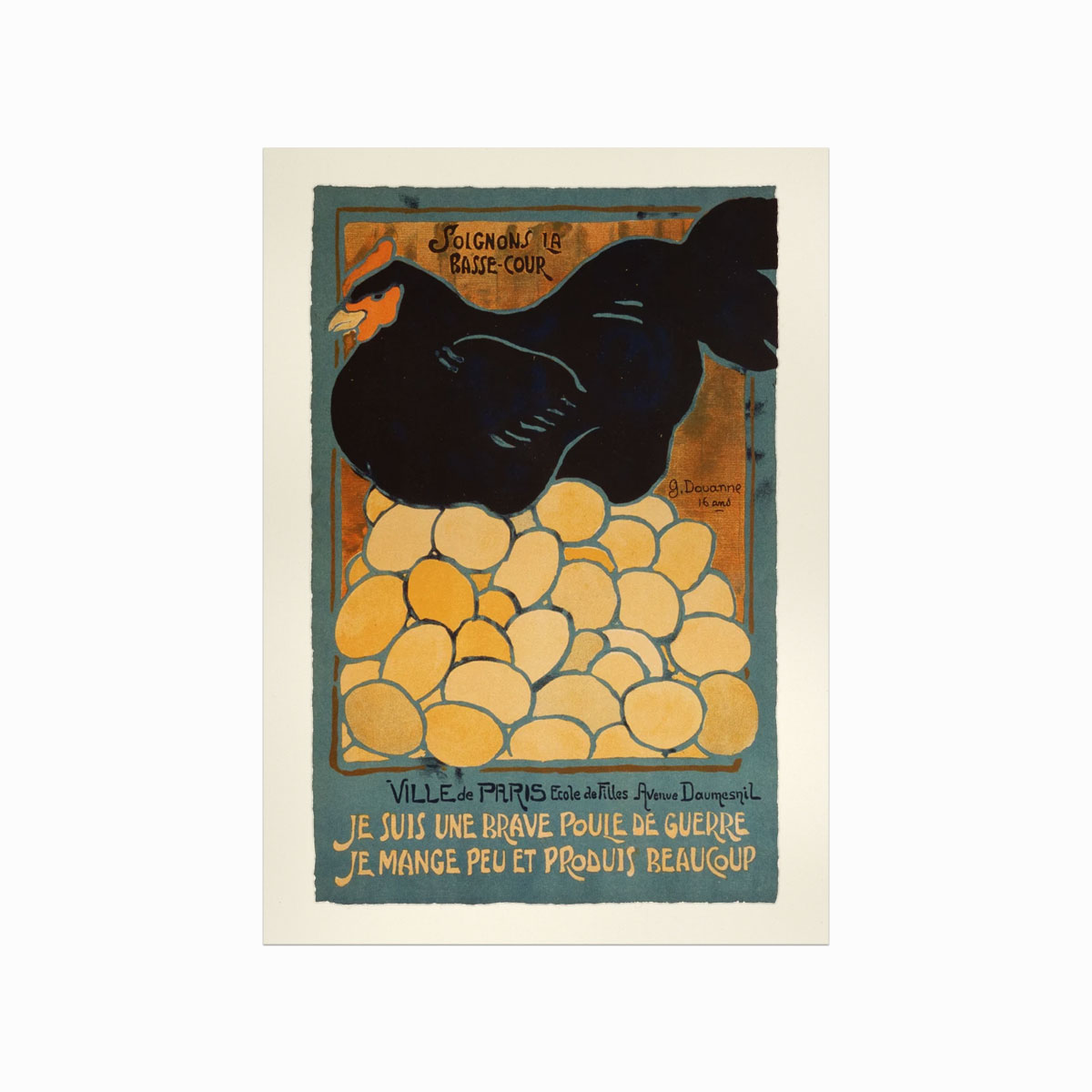 Vintage Plakat  Je Suis Une Brave Poule