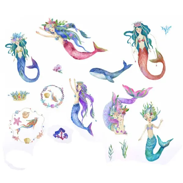 Wallsticker Med En Masser Af Havfruer