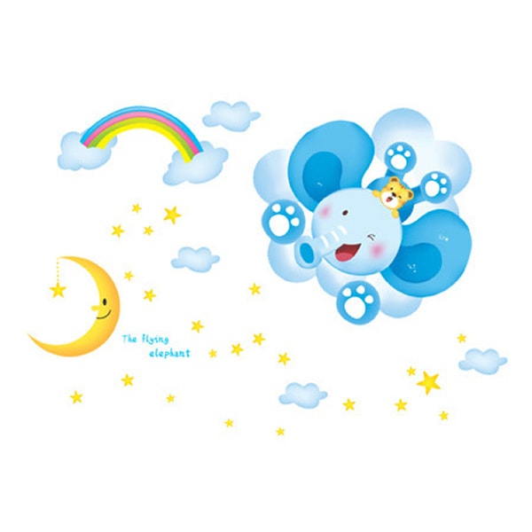 Wallsticker Med En Sød Flyvende Elefant  60x90cm