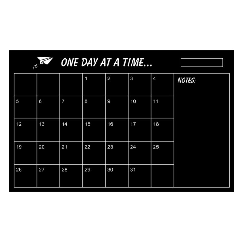 Wallsticker Tavle  One Day At   Time Månedskalender Til Kridt  Inkl Kridt  60x45cm