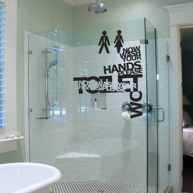 Wash Your Hands Wallsticker Af Diana Lovring  45x55 Cm