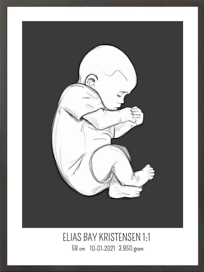 Birth Poster   Fødselsplakat  :  Fosterstilling Blå