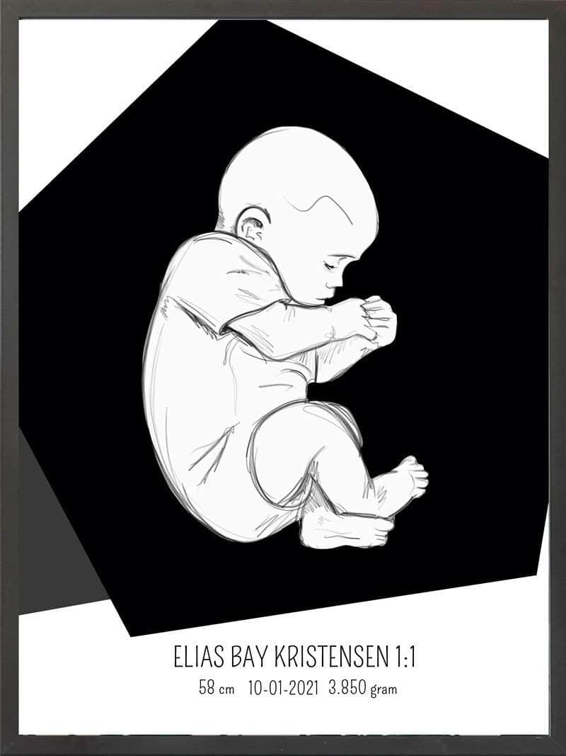 Birth Poster   Fødselsplakat  :  Fosterstilling Blå