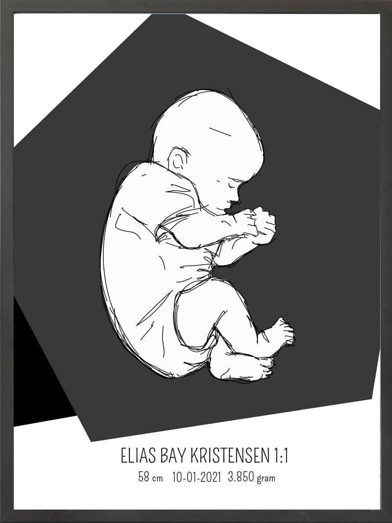 Birth Poster   Fødselsplakat  :  Fosterstilling Blå