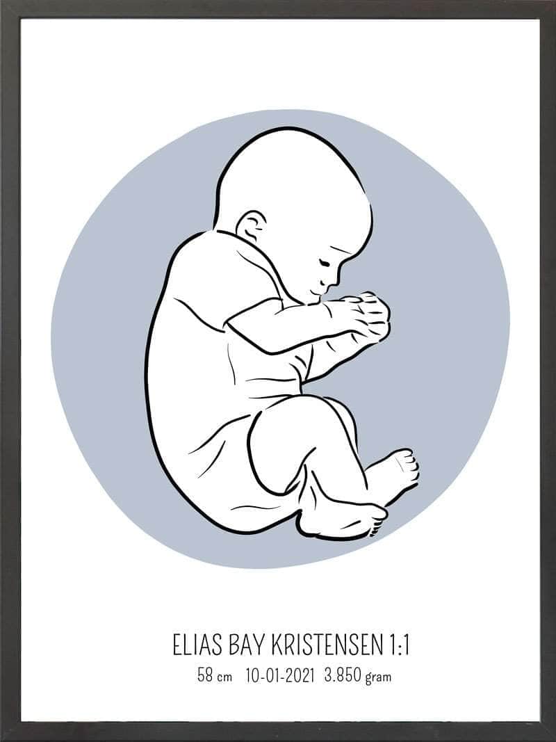 Birth Poster   Fødselsplakat  :  Fosterstilling Blå