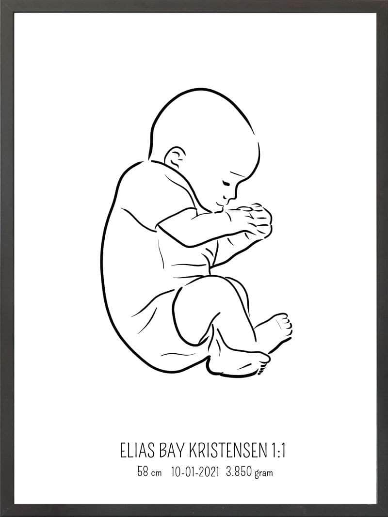 Birth Poster   Fødselsplakat  :  Fosterstilling Blå