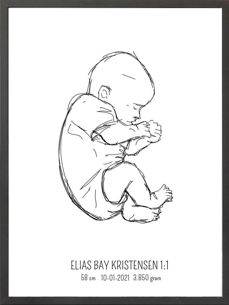 Birth Poster   Fødselsplakat  :  Fosterstilling Blå