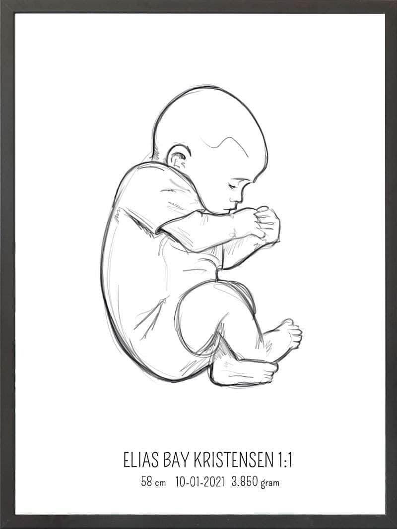 Birth Poster   Fødselsplakat  :  Fosterstilling Lyserød