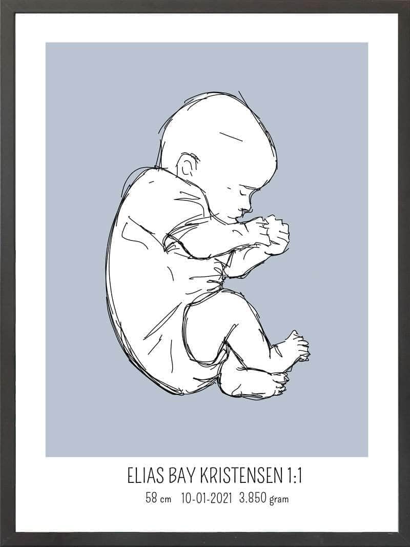 Birth Poster   Fødselsplakat  :  Fosterstilling Lyserød