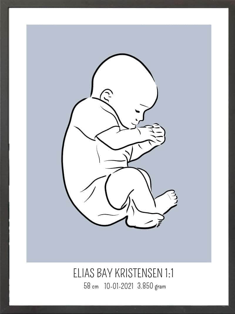 Birth Poster   Fødselsplakat  :  Fosterstilling Lyserød