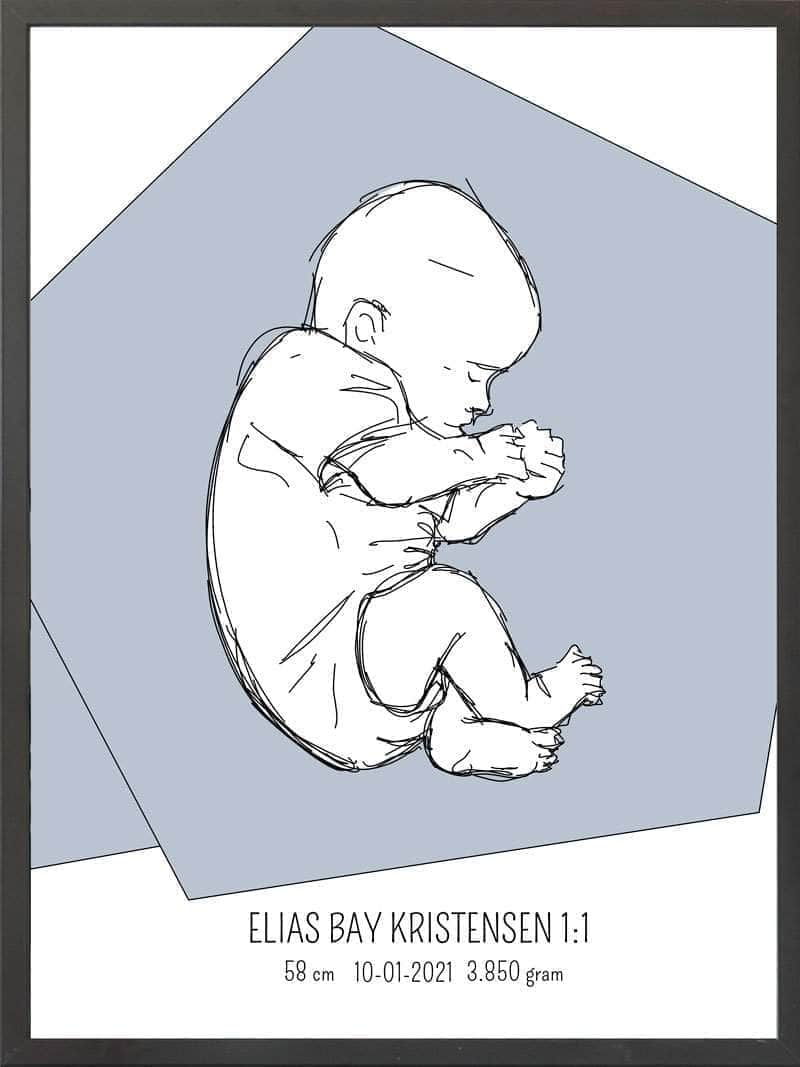 Birth Poster   Fødselsplakat  :  Fosterstilling Lyserød