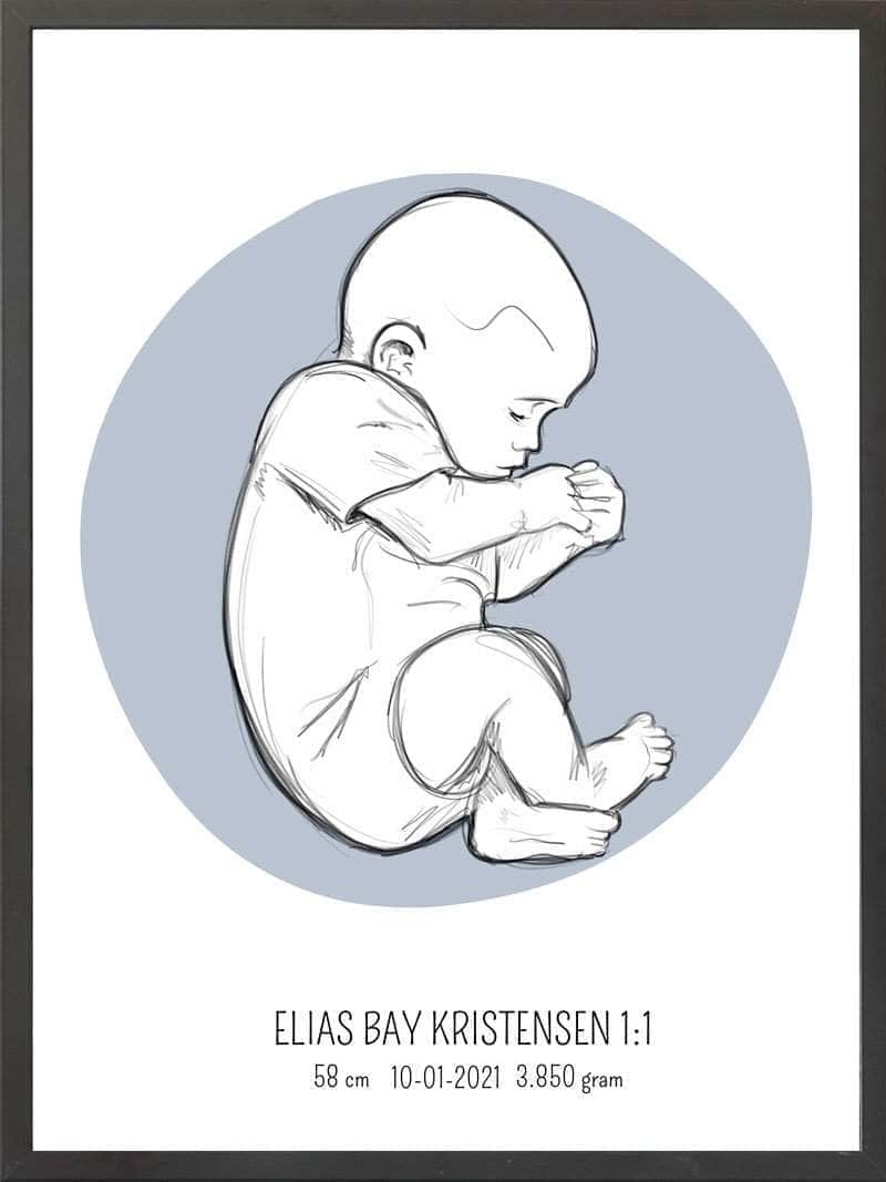 Birth Poster   Fødselsplakat  :  Fosterstilling Lyserød