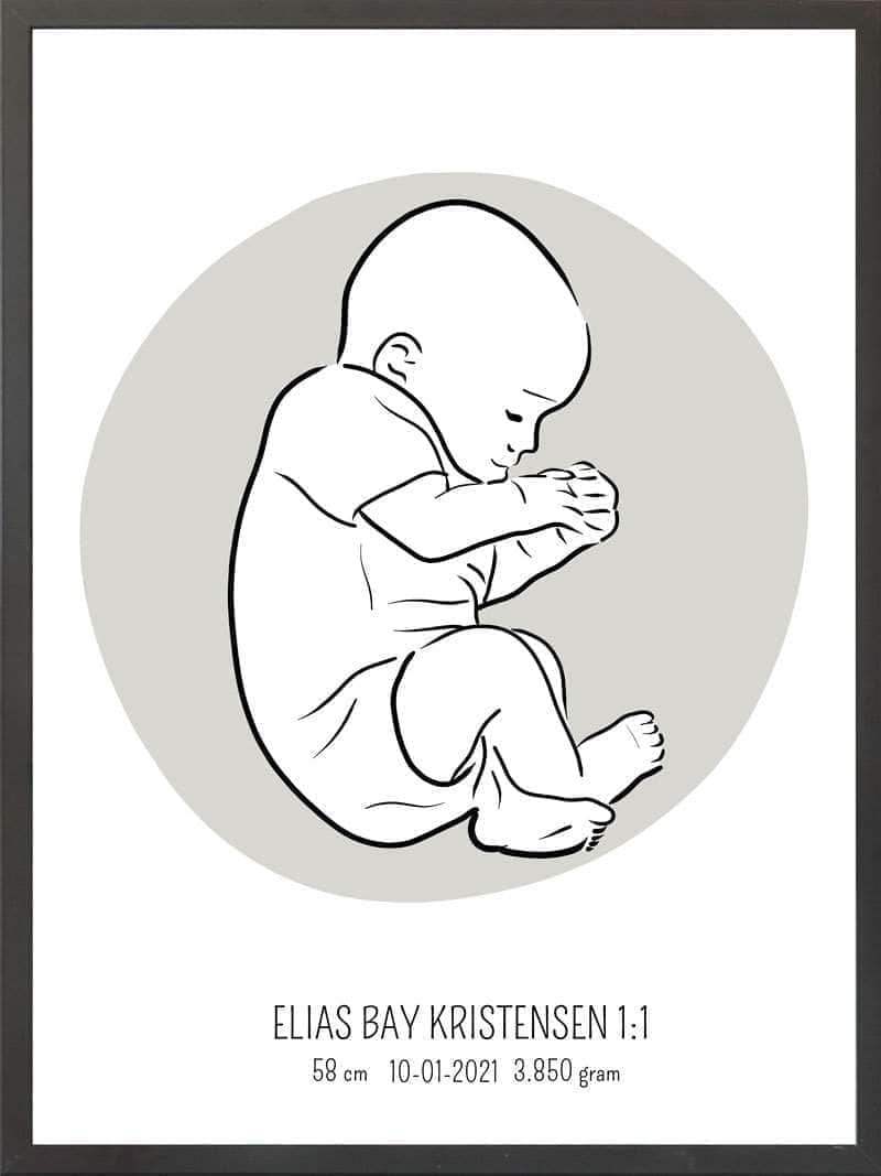 Birth Poster   Fødselsplakat  :  Fosterstilling Lyserød