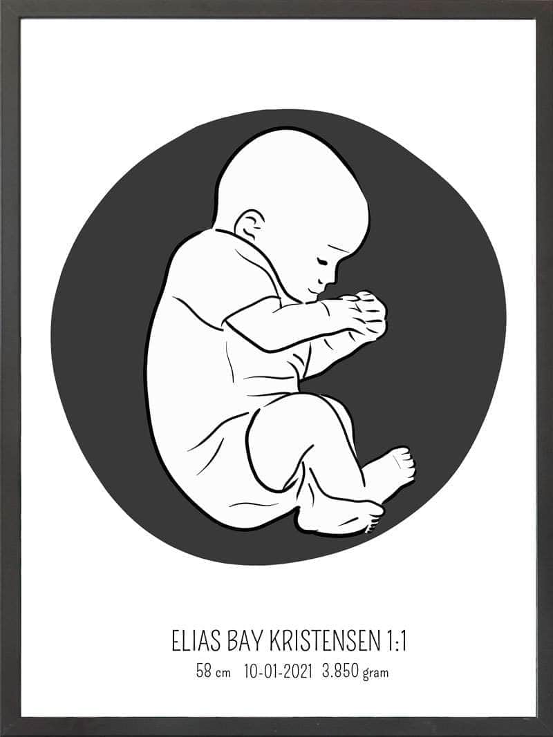 Birth Poster   Fødselsplakat  :  Fosterstilling Lyserød