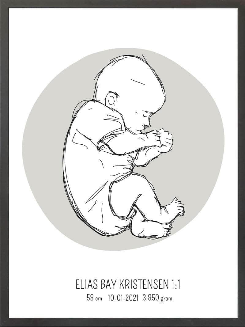 Birth Poster   Fødselsplakat  :  Fosterstilling Lyserød