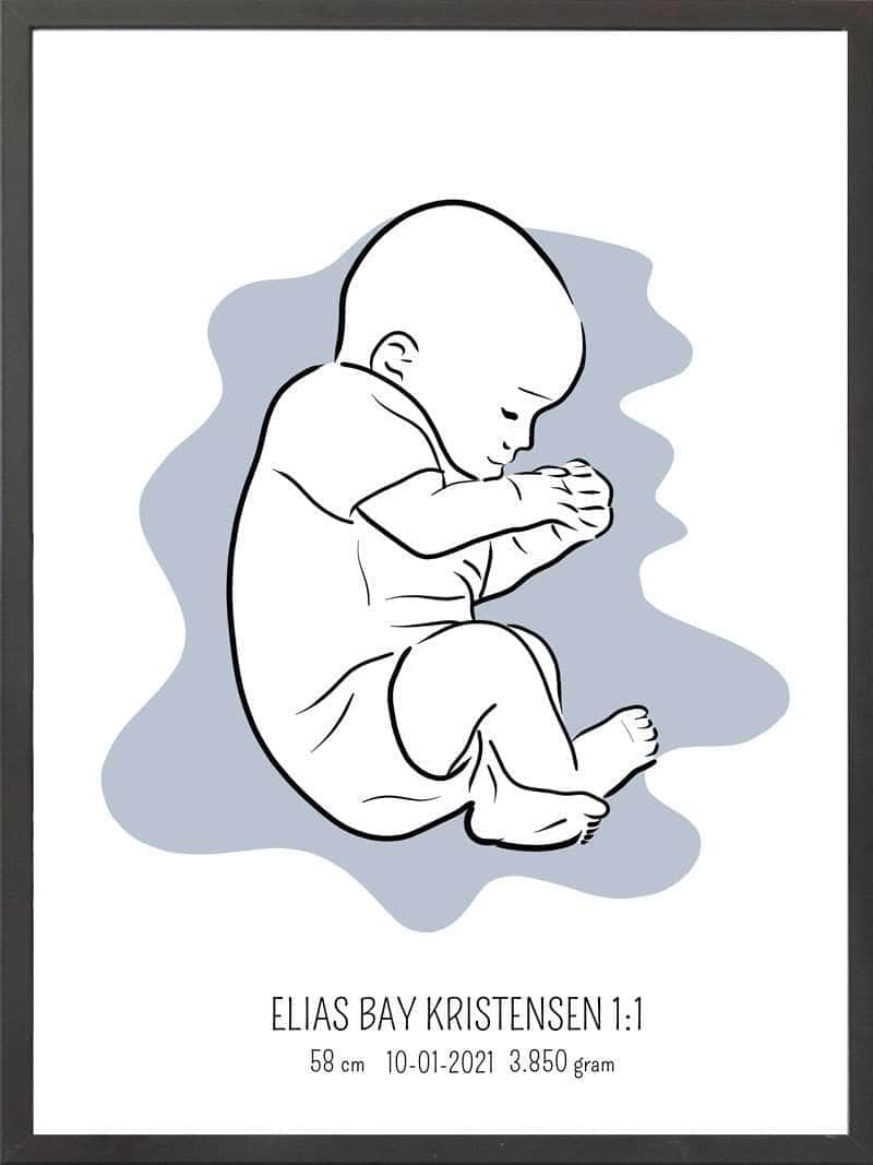 Birth Poster   Fødselsplakat  :  Fosterstilling Lyserød