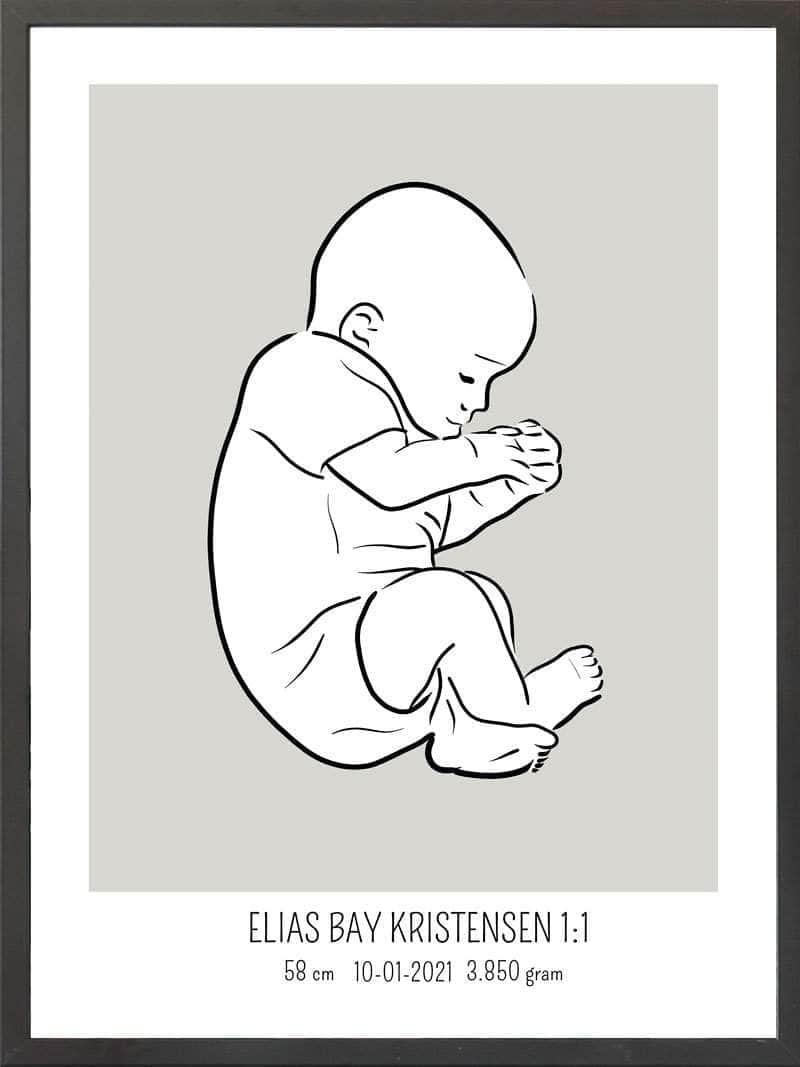 Birth Poster   Fødselsplakat  :  Fosterstilling Lyserød