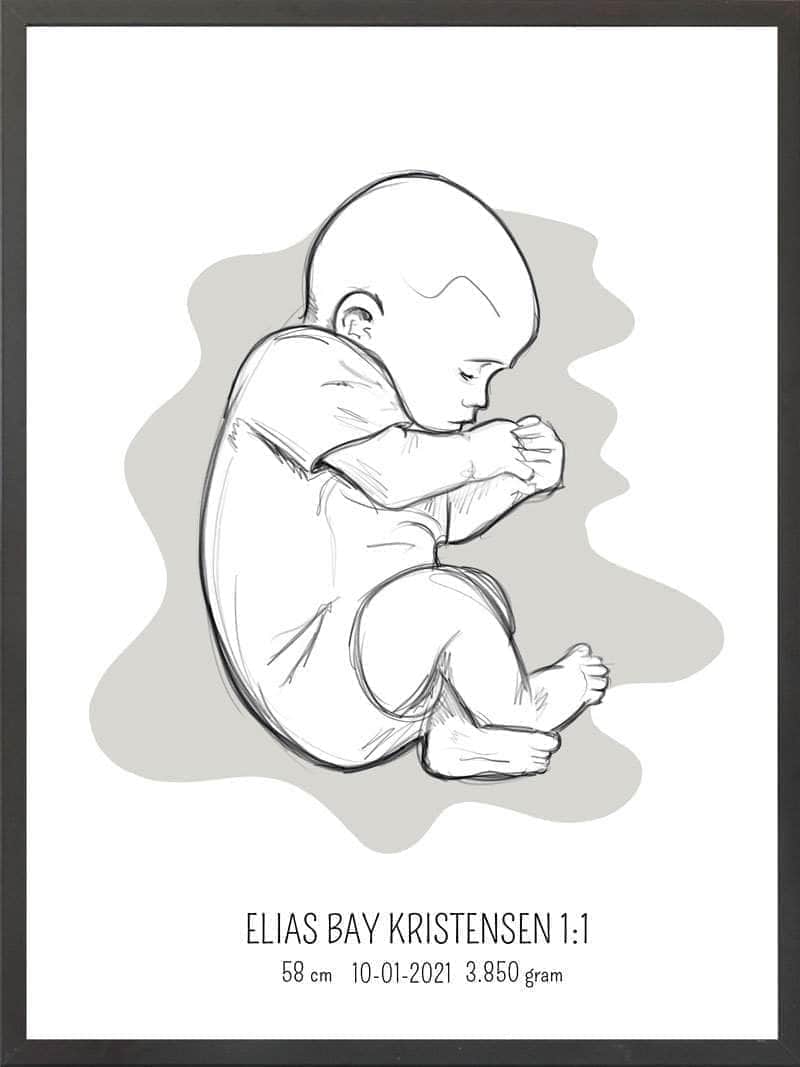 Birth Poster   Fødselsplakat  :  Fosterstilling Lyserød